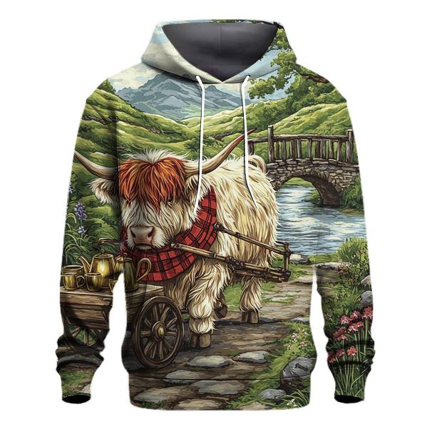 Highland Cow Tea Cart In The Glen hoodies fashion