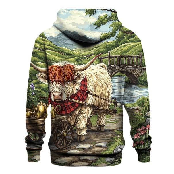 Highland Cow Tea Cart In The Glen hoodies fashion