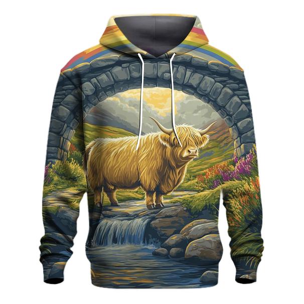 Highland Cow Under The Rainbow Bridge Arch hoodie styles