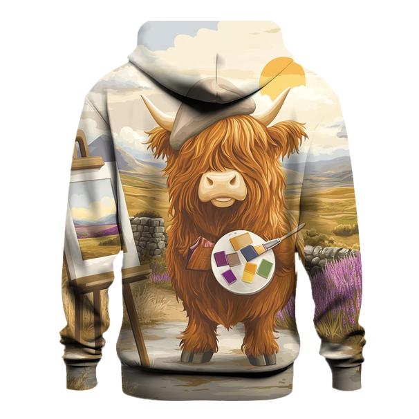 Highland Cow Art Student With Easel custom hoodies