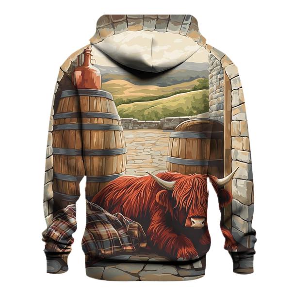 Highland Cow At The Whisky Barrel Rest graphic hoodies