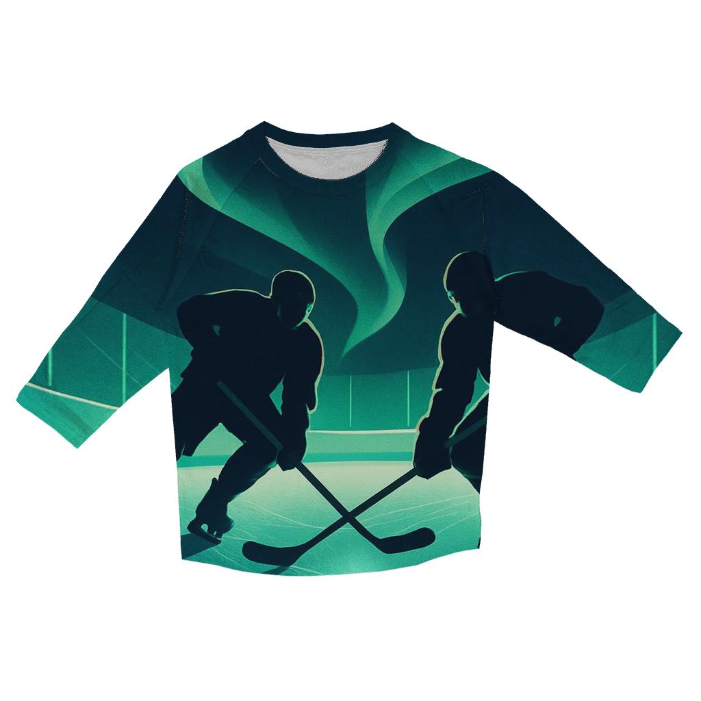 Aurora Ice Rink Faceoff casual three quarter sleeve shirts