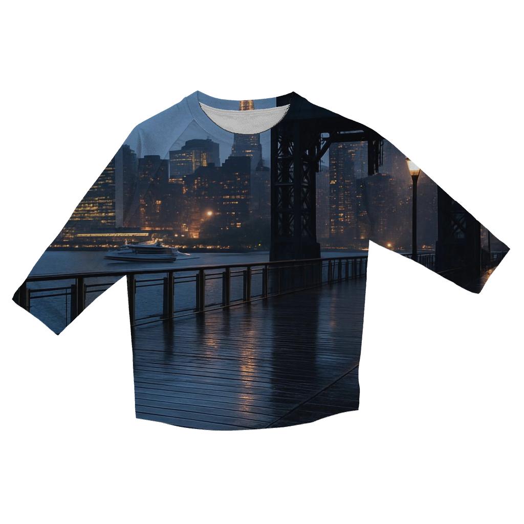 Rain Gloss Rush At Dusk From The Long Island City Gantry personalized 3/4 sleeve tees
