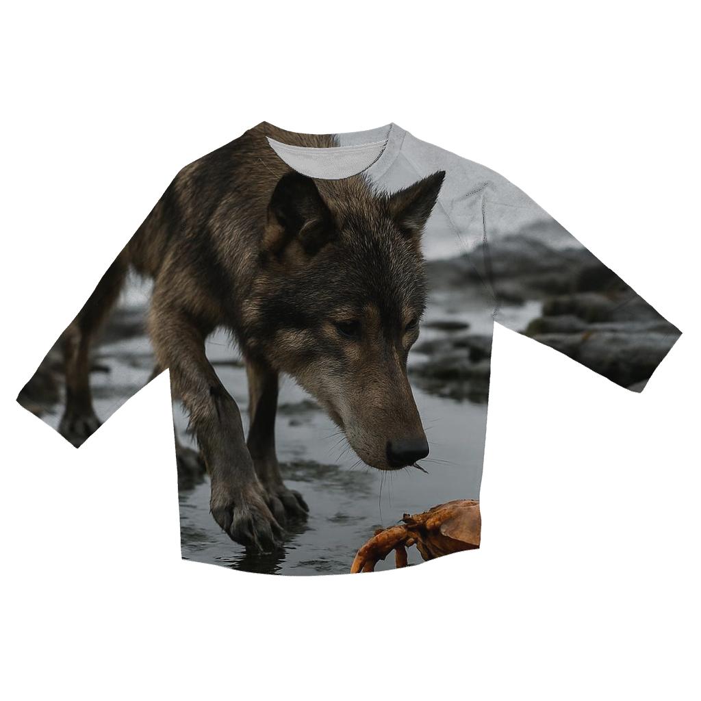 Coastal Wolf Foraging At Low Tide stylish quarter sleeve tops