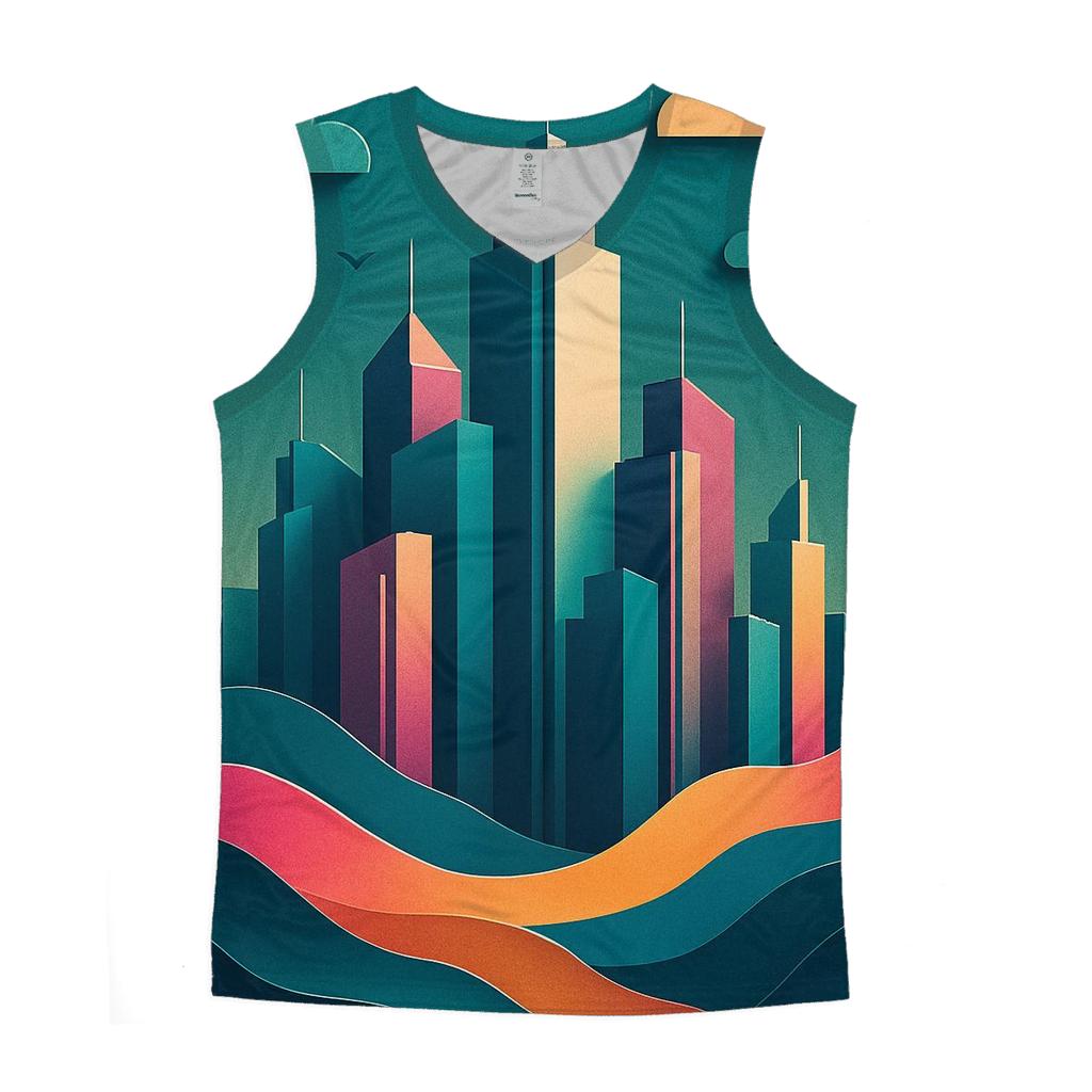 Prismatic Paper Cut City Mirage designer workout tanks