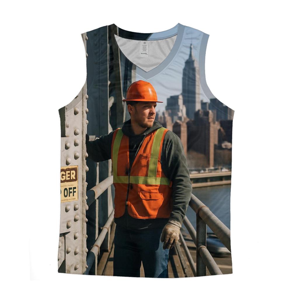Midday Maintenance Overlook On The Manhattan Bridge personalized athletic tanks