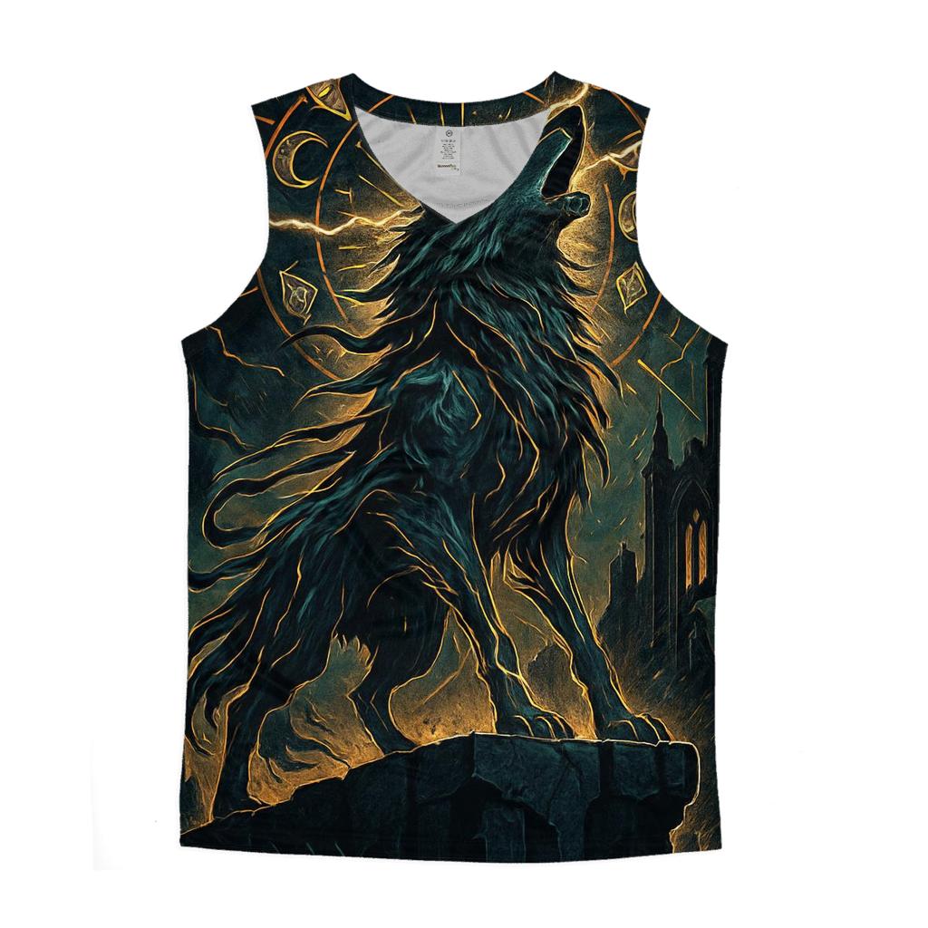Cathedral Of The Stormworn Wolf sports performance tank tops