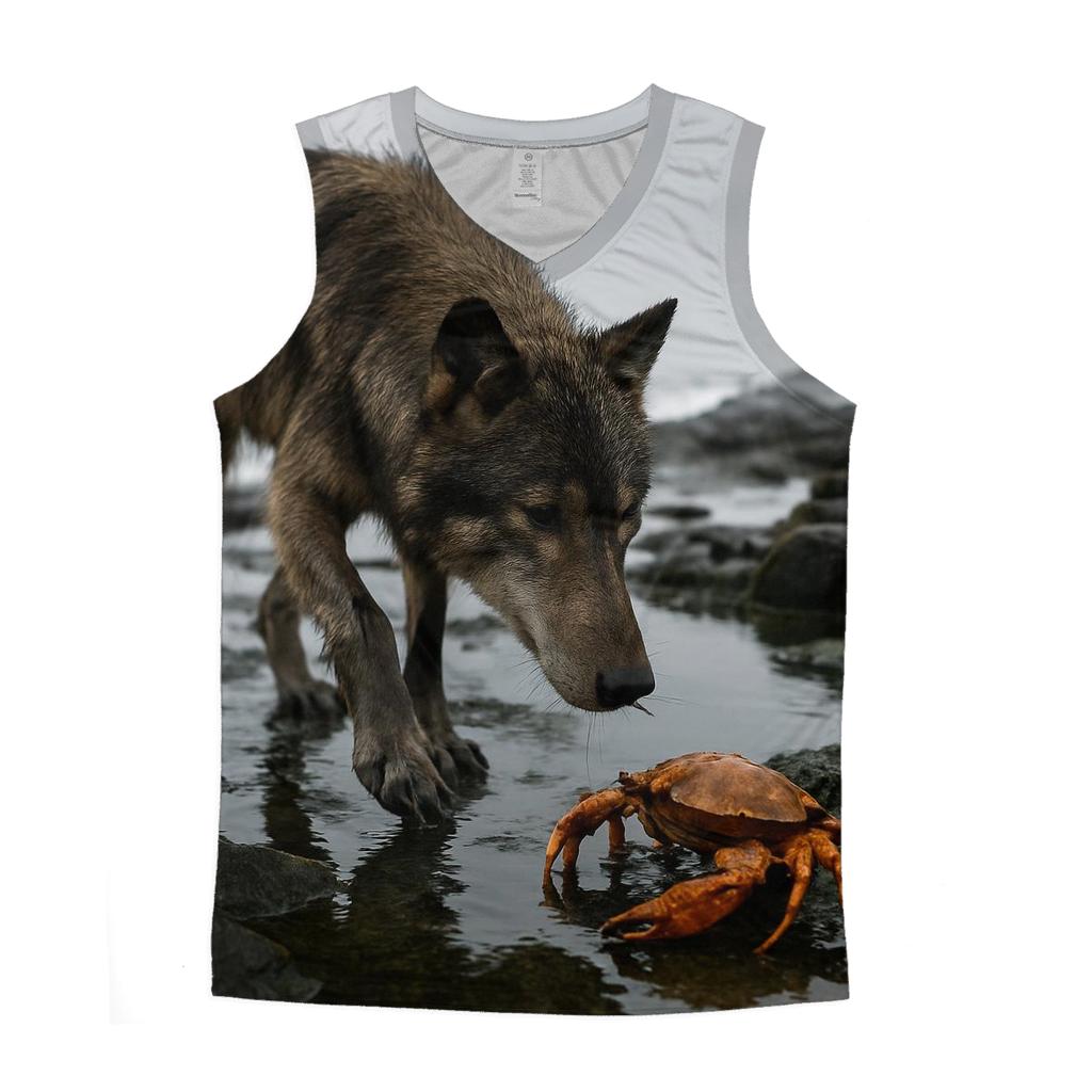 Coastal Wolf Foraging At Low Tide personalized athletic tanks