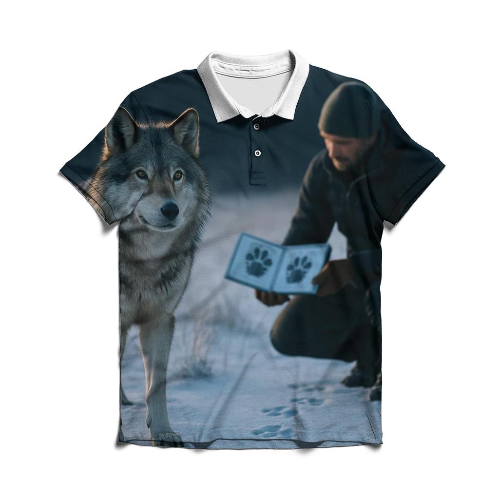 Wolf Tracking Workshop On Fresh Snow premium cotton polo shirts