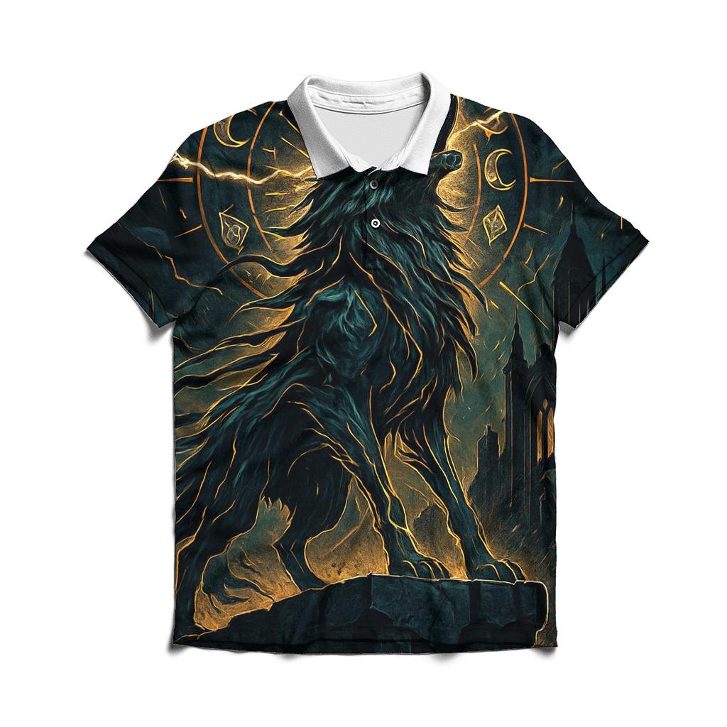 Cathedral Of The Stormworn Wolf premium cotton polo shirts