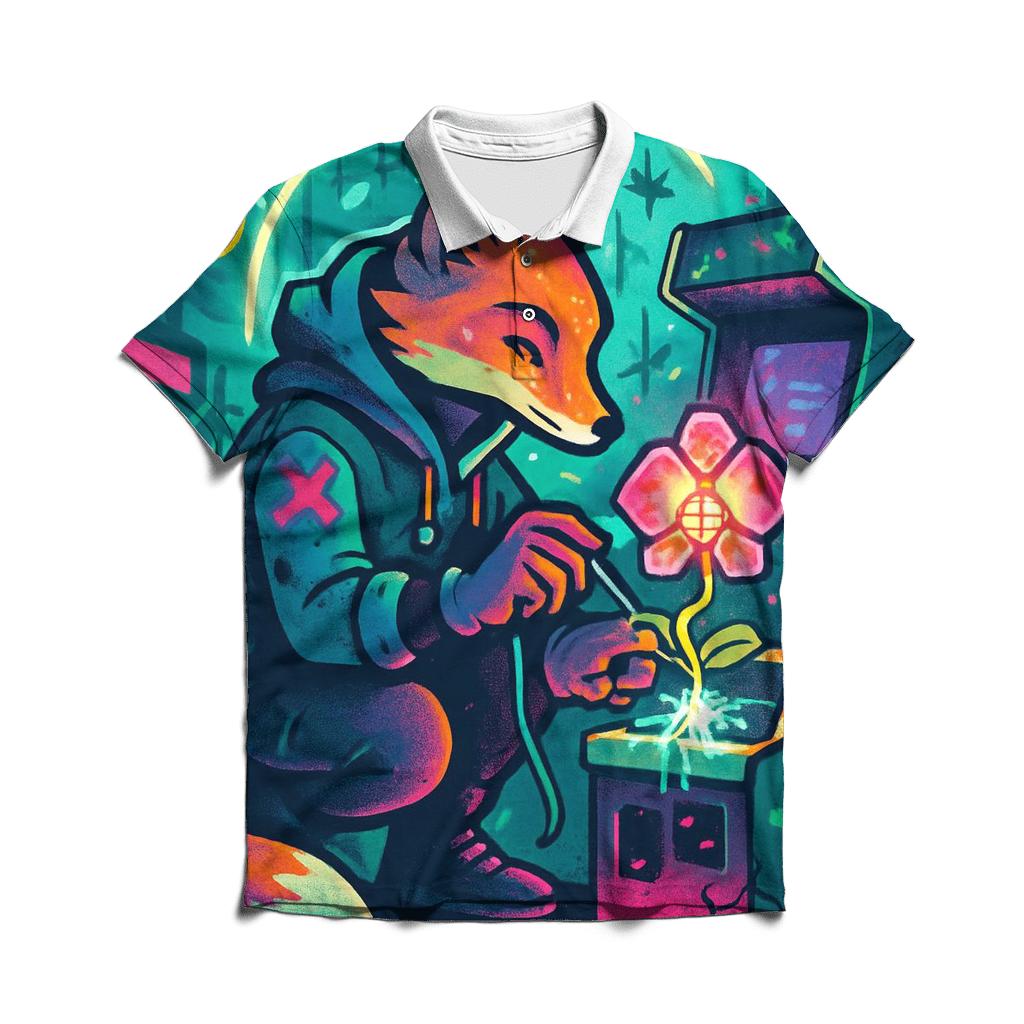 Midnight Arcade Botanist embroidered polo tops