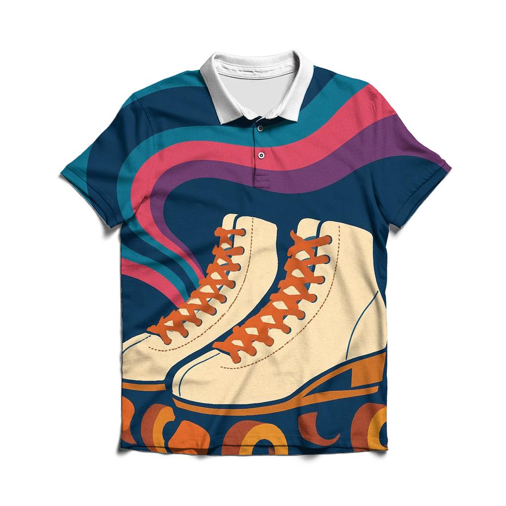 Roller Rink Neon Wave Poster classic pique polos