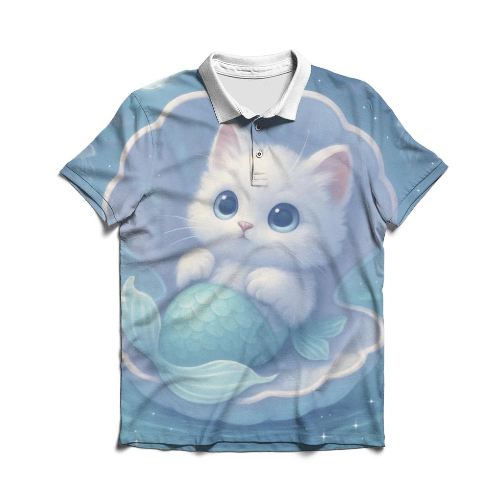 Moonlit Purrmaid Lagoon branded logo polo shirts