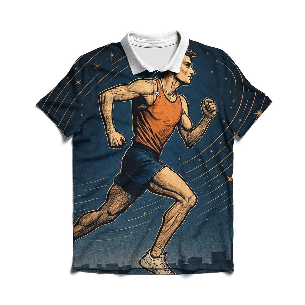 Midnight Marathon Star Trails branded logo polo shirts