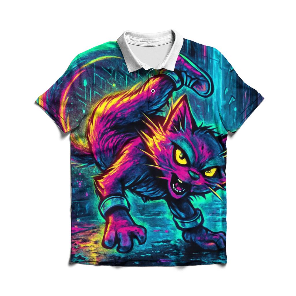 Neon Alley Breakdance Cat Mirage personalized polo shirts