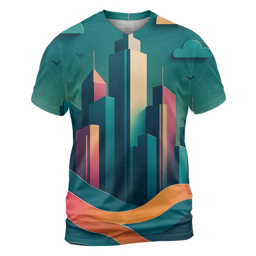Prismatic Paper Cut City Mirage designer pattern shirts