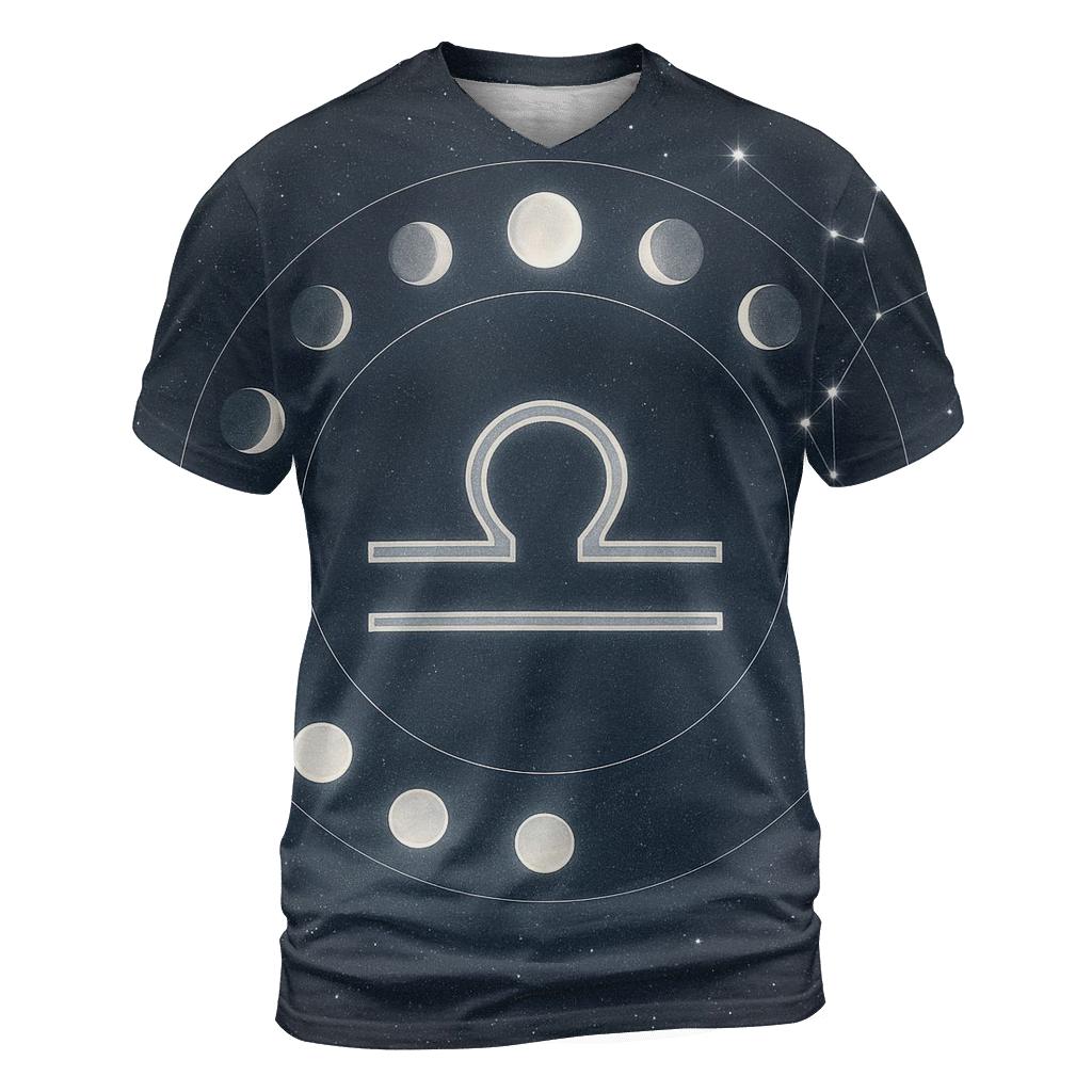 Libra Equinox Balance Halo With Moon Phases creative print fashion shirts