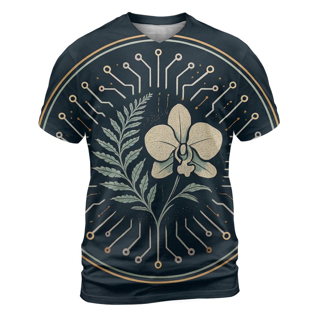 Midnight Botanical Circuit Emblem unique graphic print tees