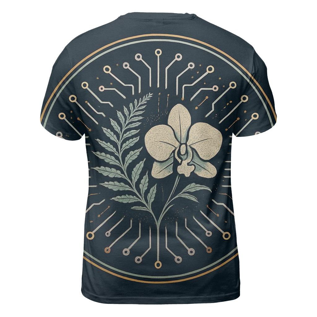 Midnight Botanical Circuit Emblem unique graphic print tees