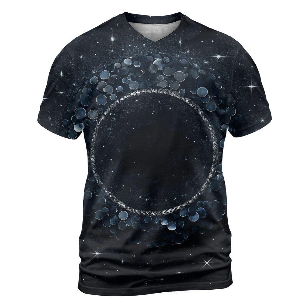 Midnight Sequin Orbit vibrant all-over design tees
