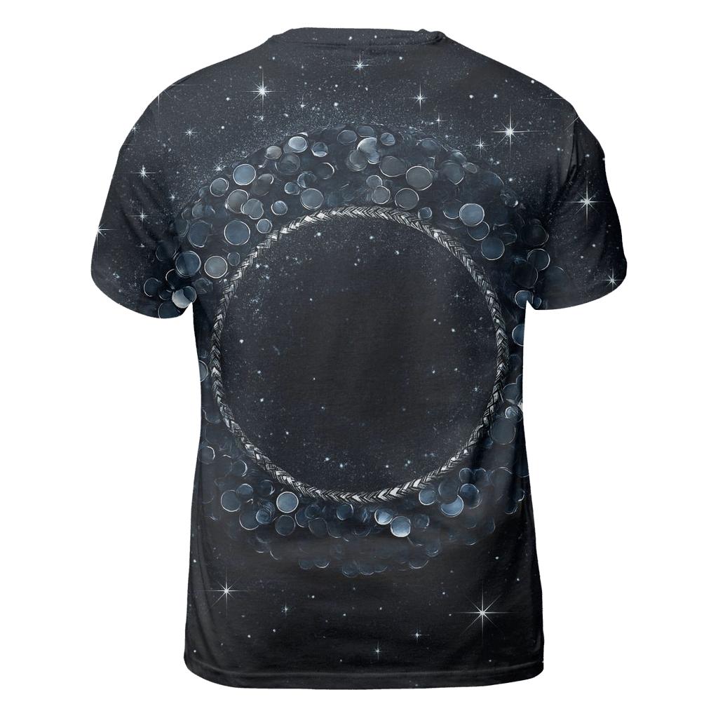 Midnight Sequin Orbit vibrant all-over design tees