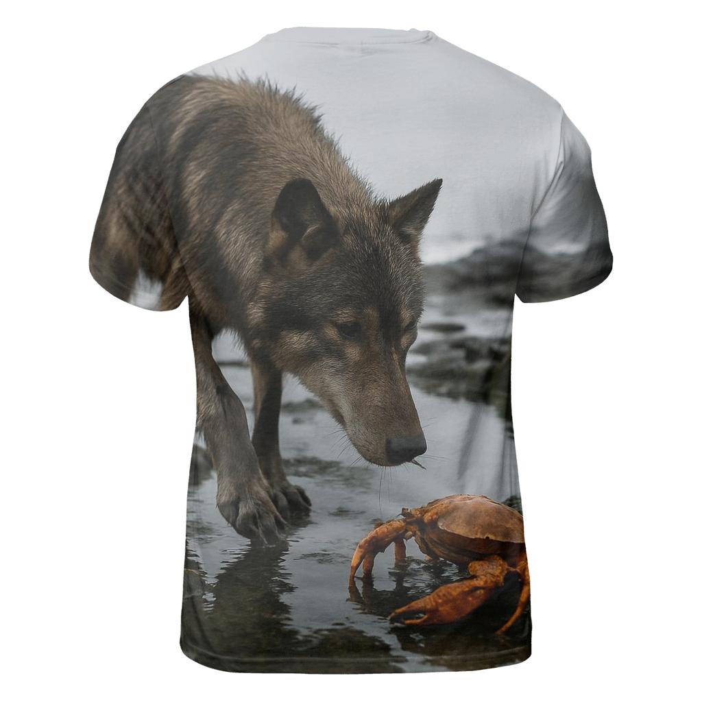 Coastal Wolf Foraging At Low Tide artistic all-over print tops