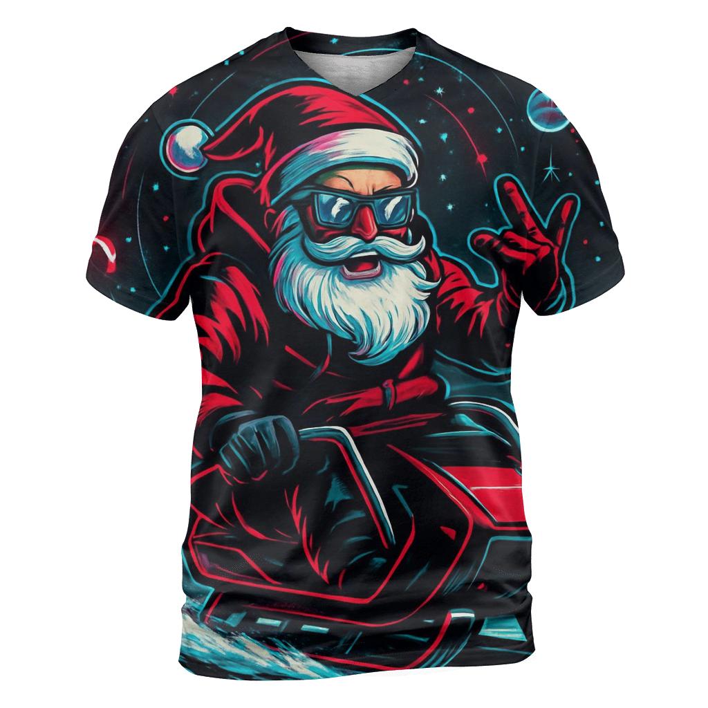 Neon Sleigh Drift Santa designer pattern shirts