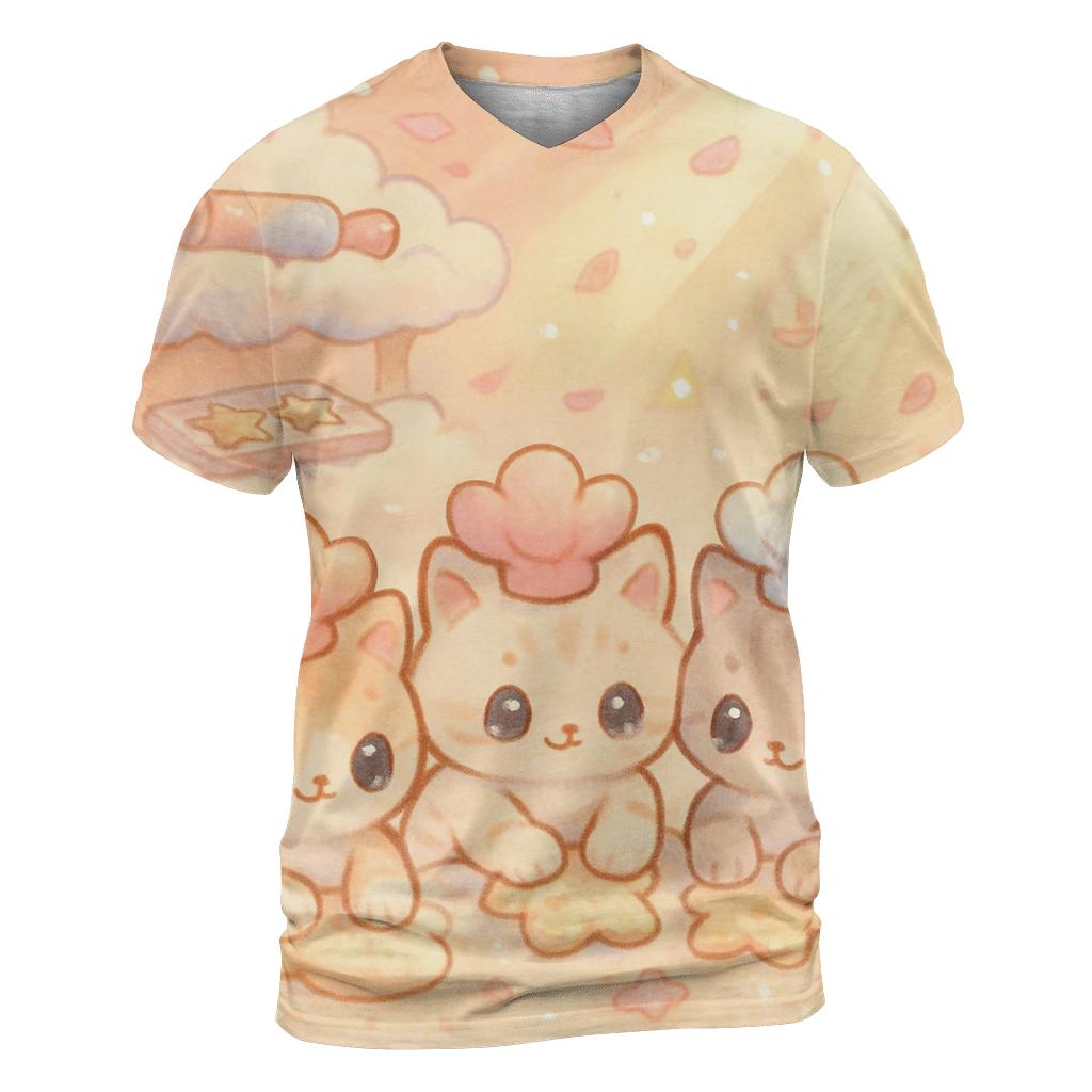 Sunrise Cloud Bakery Kittens trendy printed shirt styles