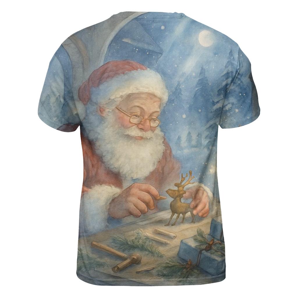 Workshop Moonlight Toymaker Santa statement graphic shirts