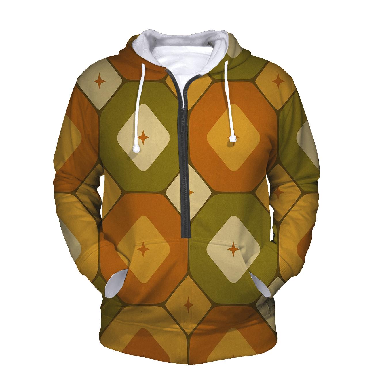 Groovy Linoleum Kitchen Tile Pattern zip-up hoodies