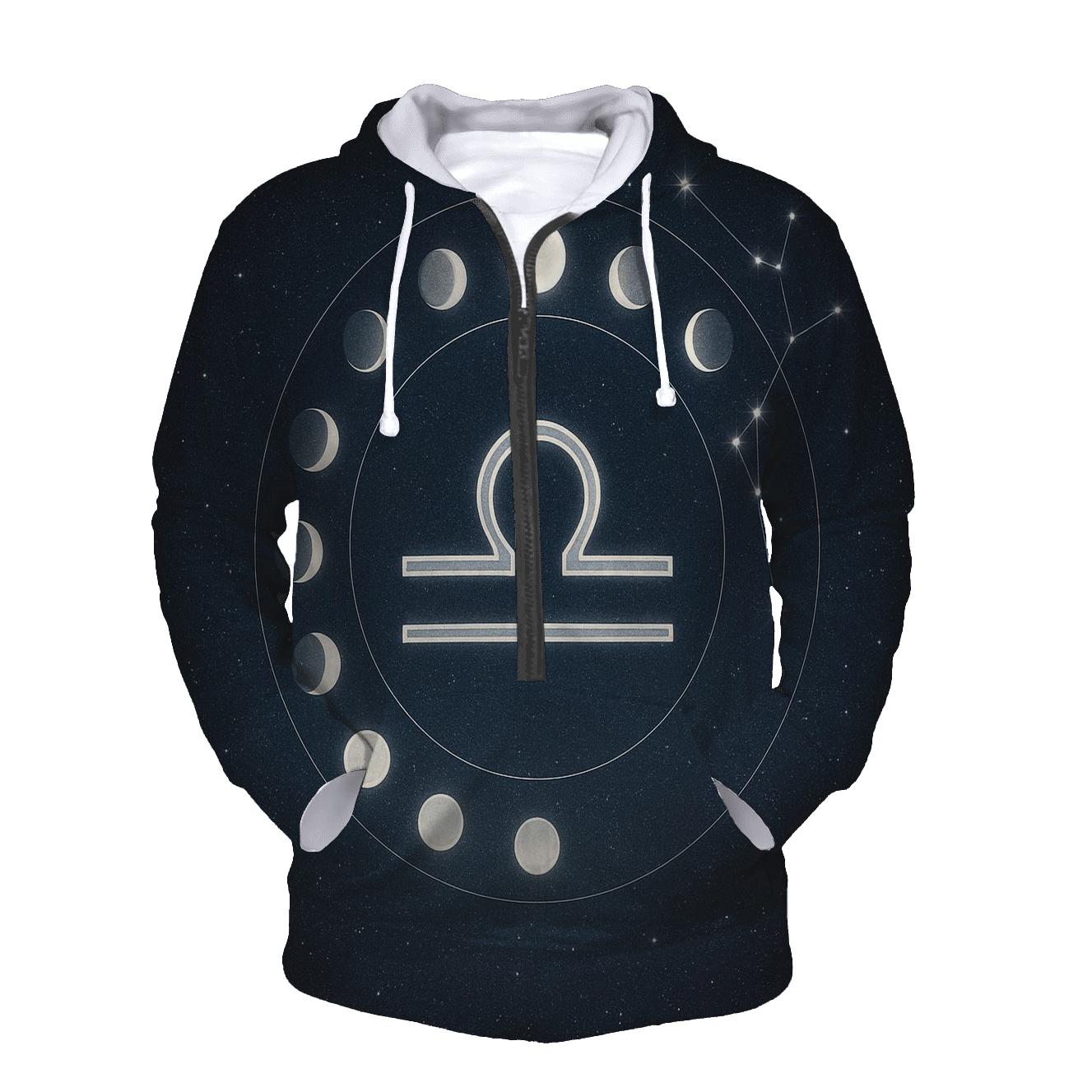 Libra Equinox Balance Halo With Moon Phases graphic hoodies
