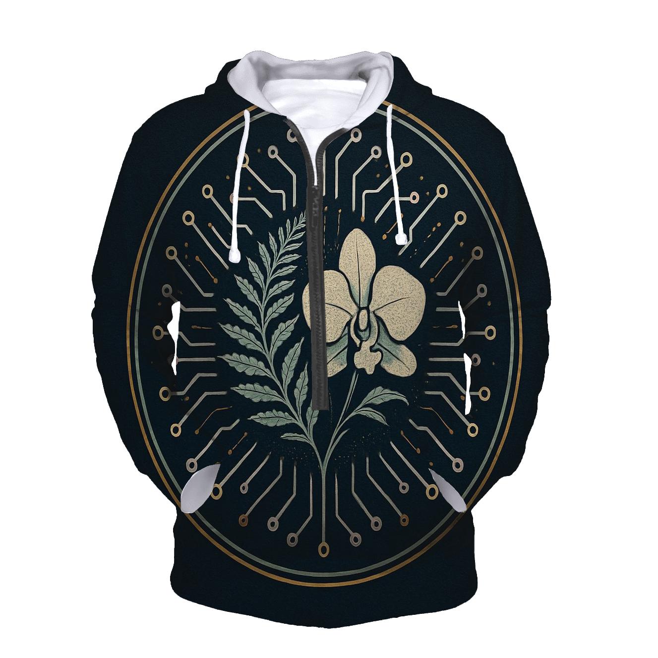 Midnight Botanical Circuit Emblem hoodie designs