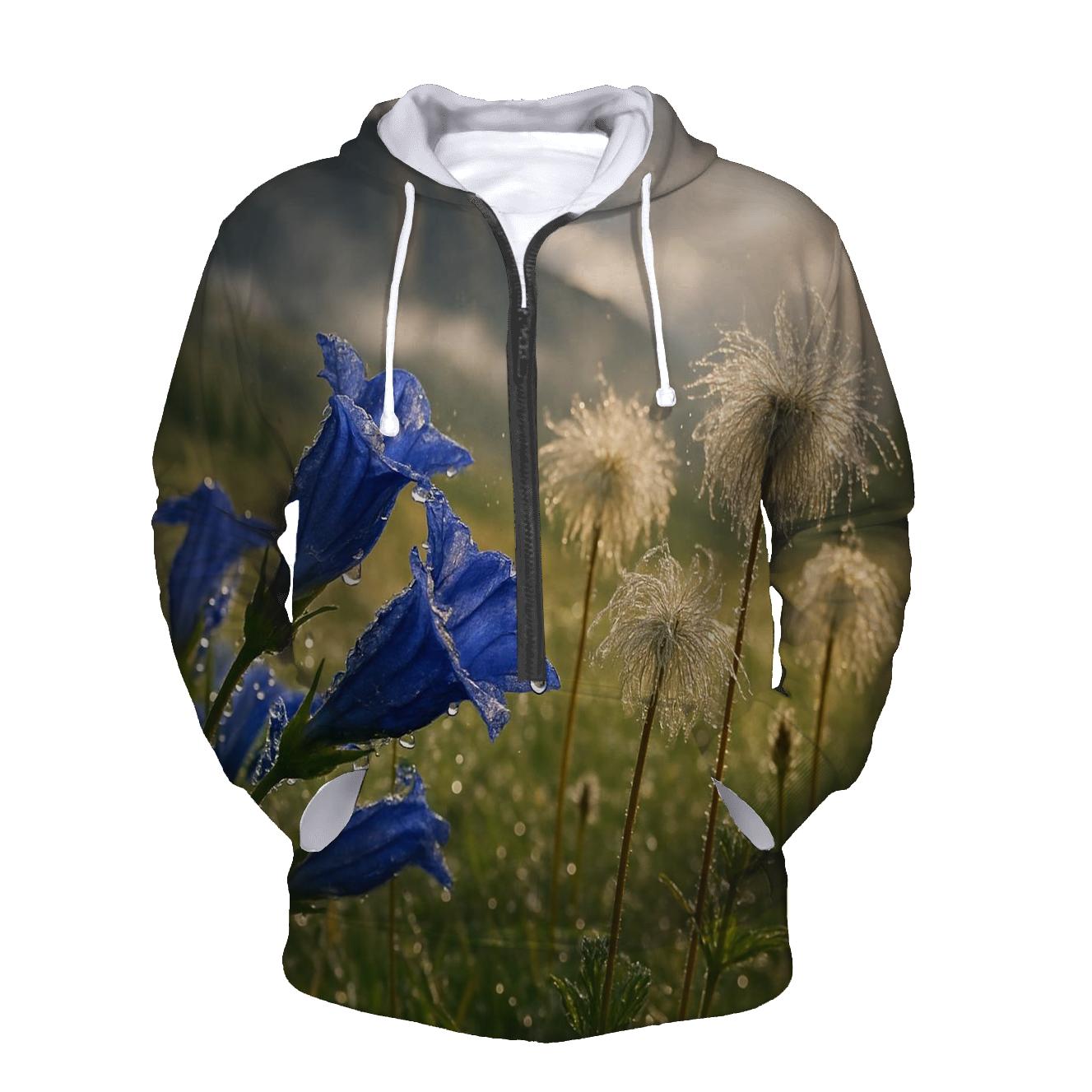 Storm Cleared Alpine Meadow With Gentian And Anemone Seedheads custom hoodies