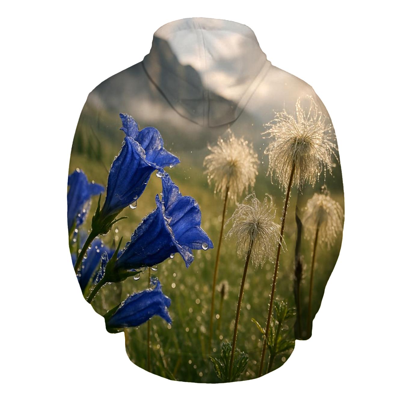 Storm Cleared Alpine Meadow With Gentian And Anemone Seedheads custom hoodies