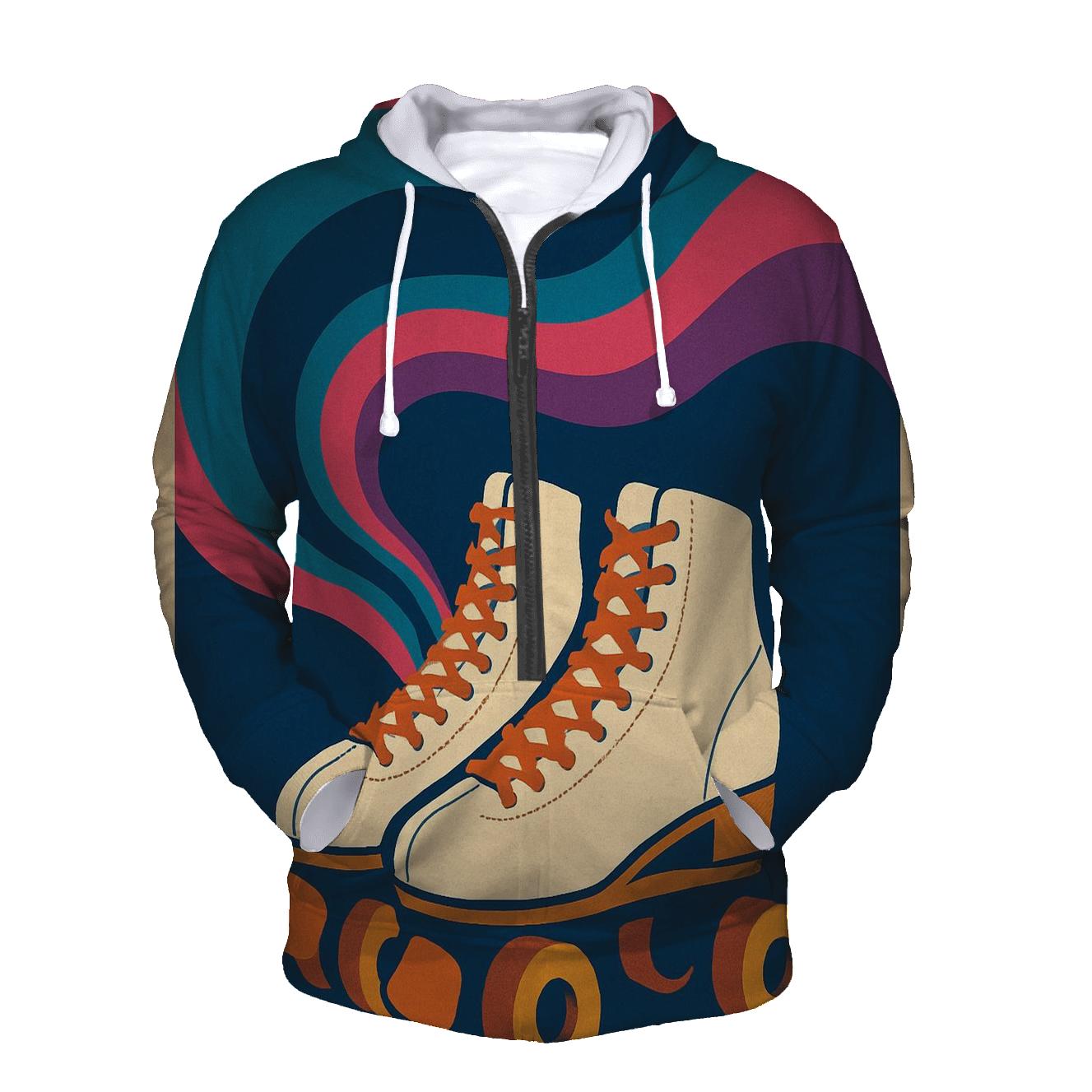 Roller Rink Neon Wave Poster lightweight hoodies