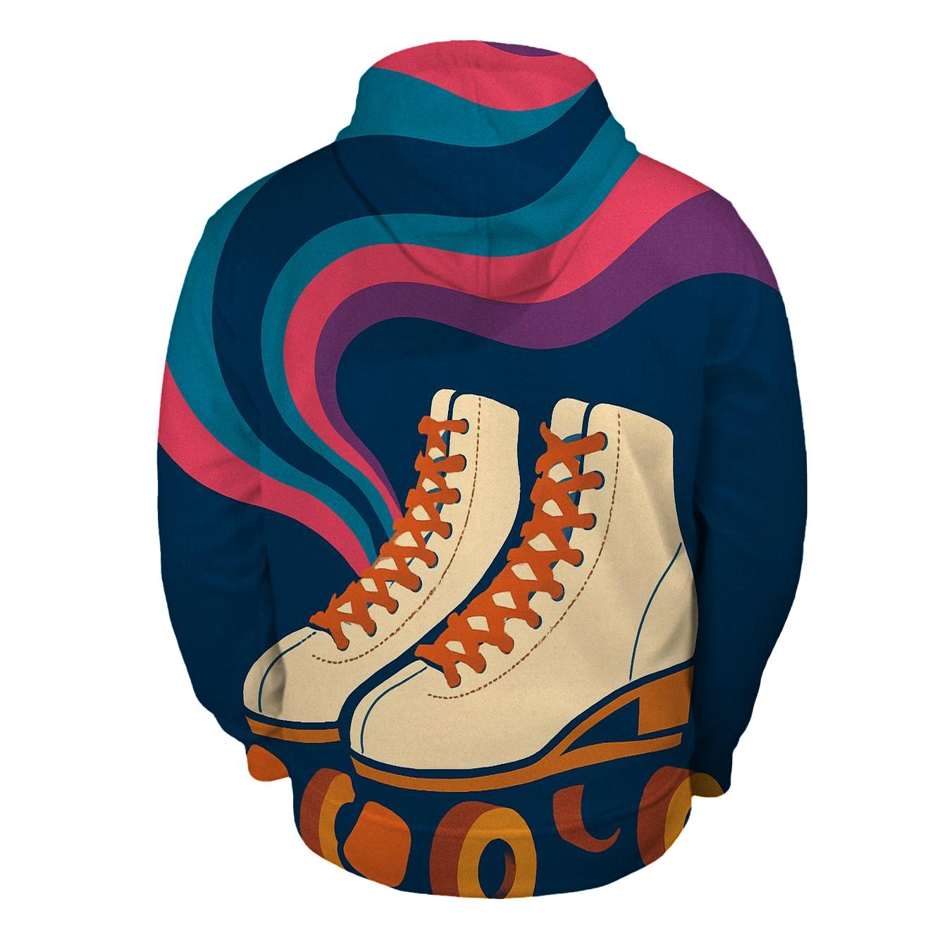 Roller Rink Neon Wave Poster lightweight hoodies