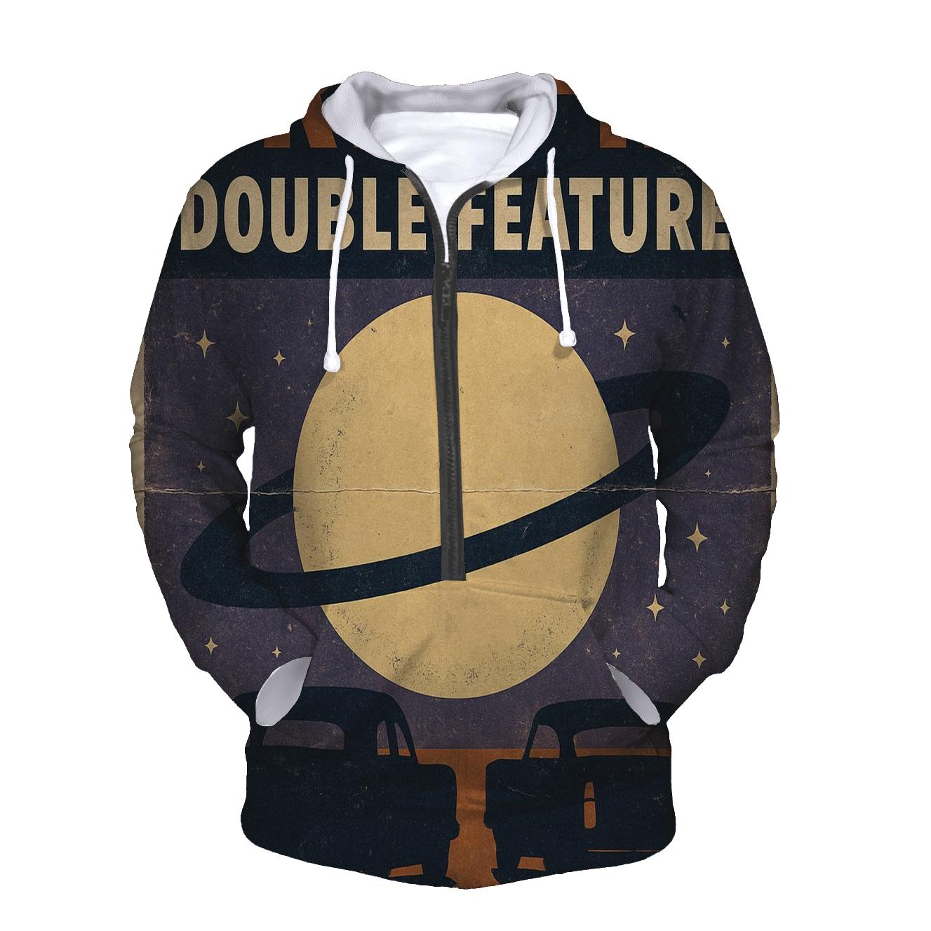Distressed Cosmic Drive In Double Feature Poster pullover hoodies