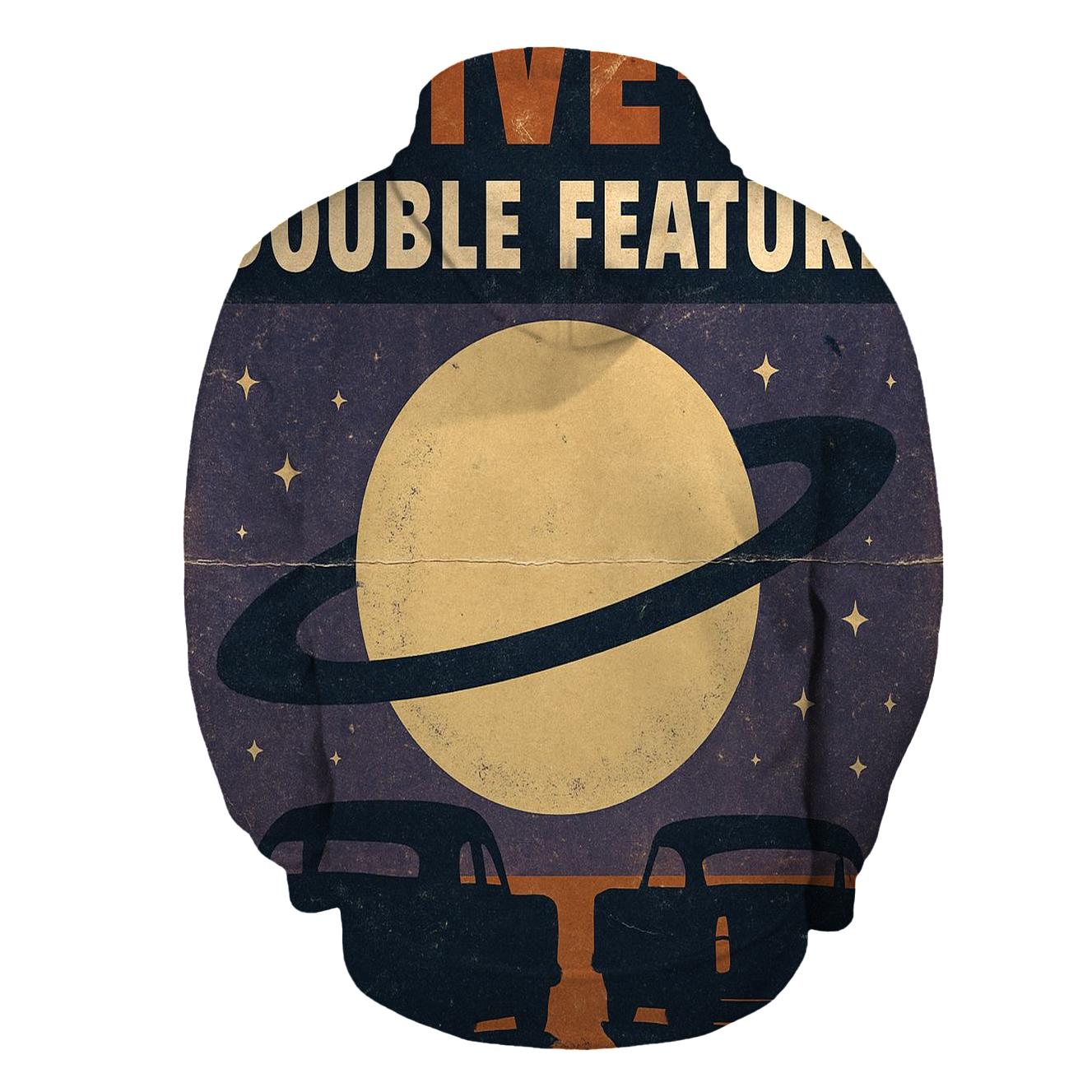 Distressed Cosmic Drive In Double Feature Poster pullover hoodies