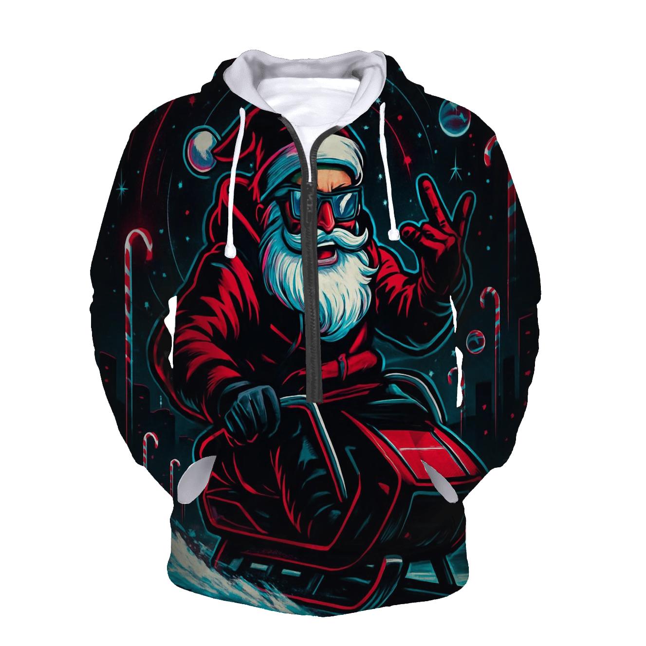 Neon Sleigh Drift Santa lightweight hoodies