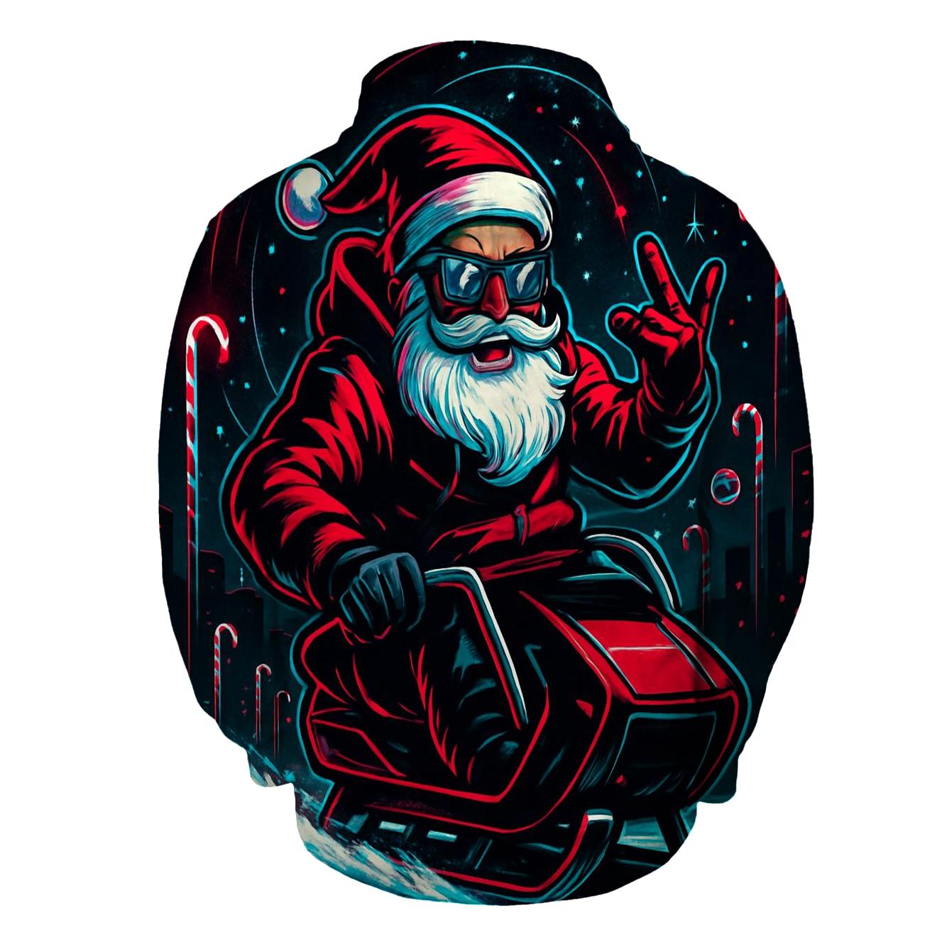 Neon Sleigh Drift Santa lightweight hoodies