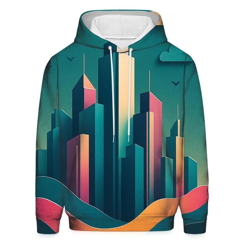 Prismatic Paper Cut City Mirage lightweight hoodies