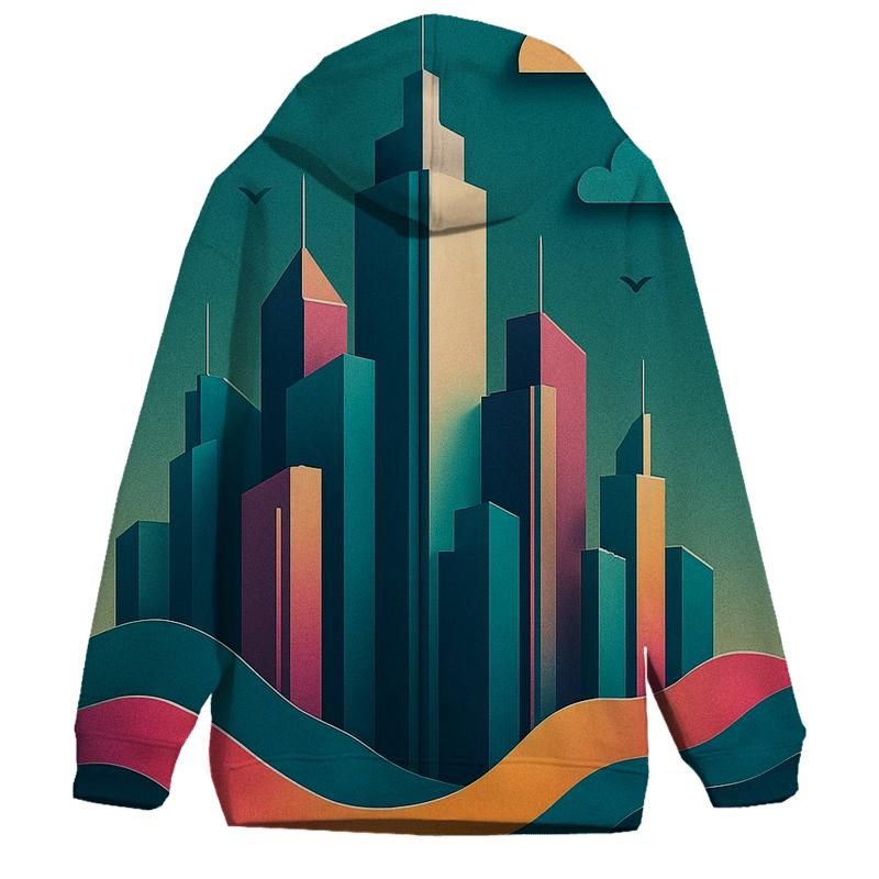 Prismatic Paper Cut City Mirage lightweight hoodies