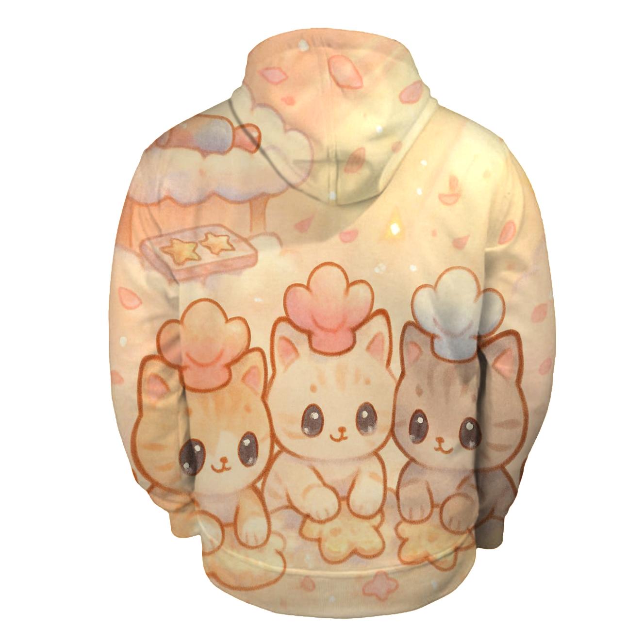 Sunrise Cloud Bakery Kittens printed hoodies