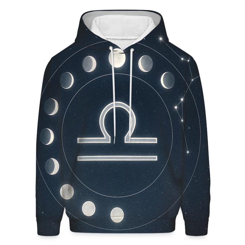 Libra Equinox Balance Halo With Moon Phases designer hoodies