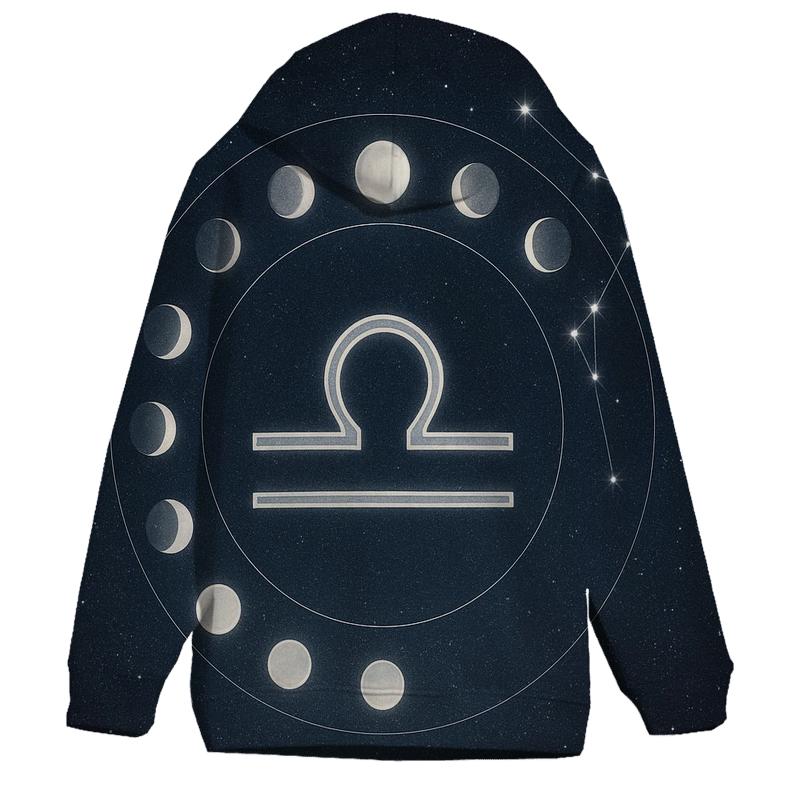 Libra Equinox Balance Halo With Moon Phases designer hoodies