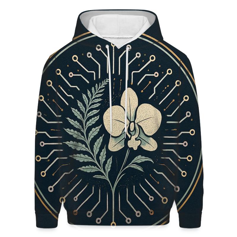 Midnight Botanical Circuit Emblem hoodie trends