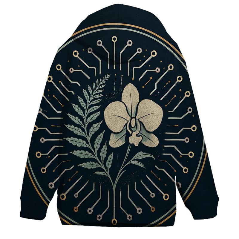 Midnight Botanical Circuit Emblem hoodie trends