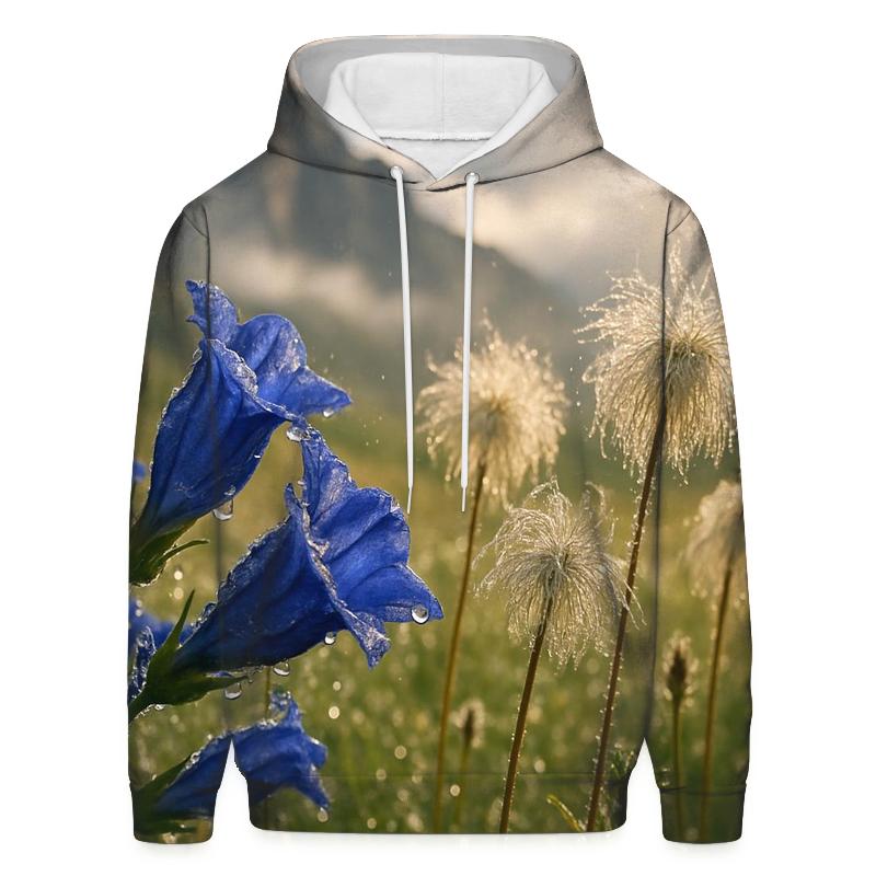 Storm Cleared Alpine Meadow With Gentian And Anemone Seedheads hoodie trends