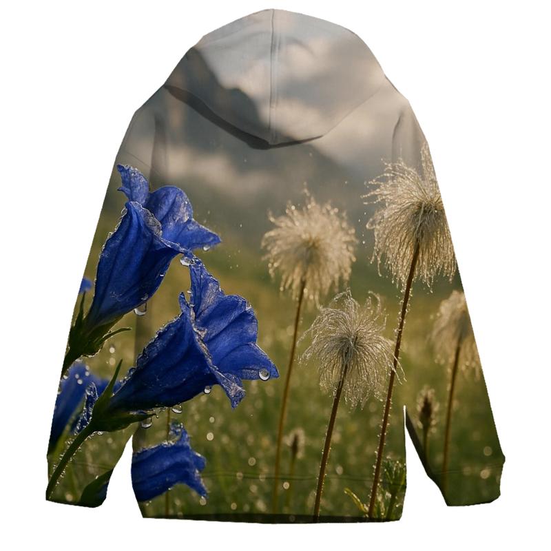 Storm Cleared Alpine Meadow With Gentian And Anemone Seedheads hoodie trends