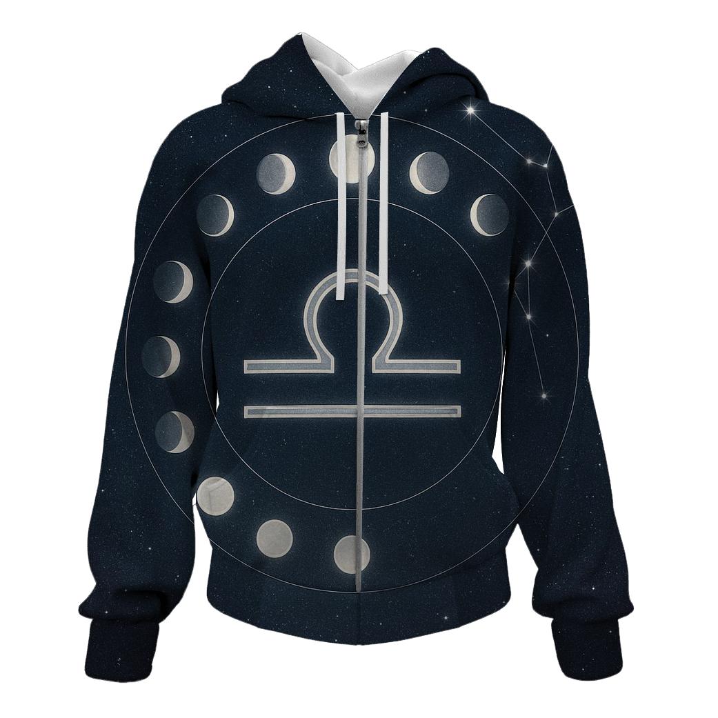 Libra Equinox Balance Halo With Moon Phases graphic hoodies